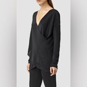 All Saints Silk Twist Jumper - Charcoal Grey/Black, Size XS
